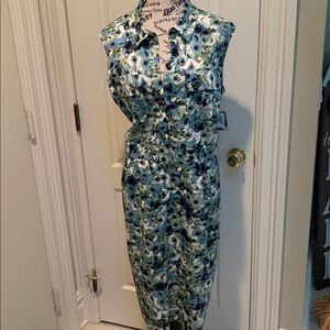 Taylor Blue and Green Floral Dress New with tags